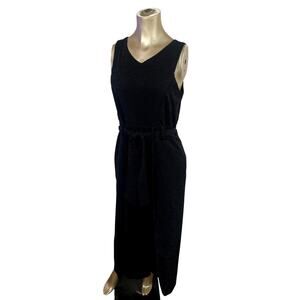 Vintage Addison Evenings Black Metallic Shimmer Sleeveless Jumpsuit Size 8